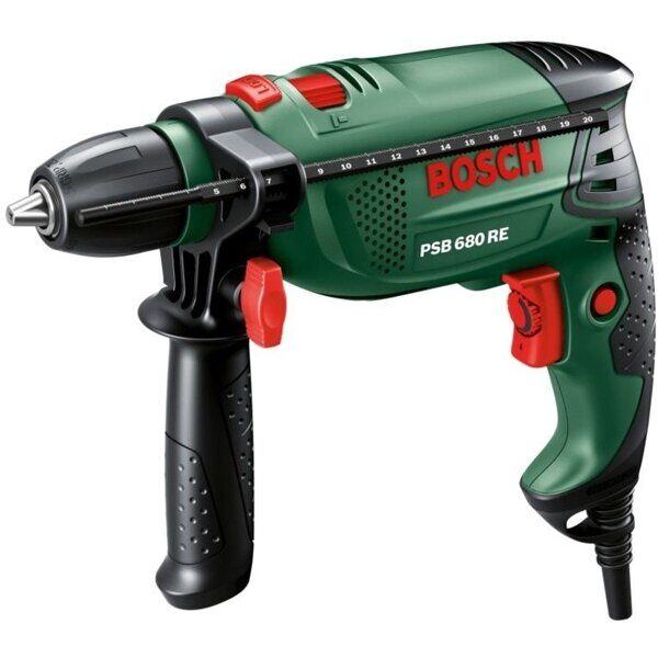 Дрель ударная BOSCH PSB 680 RE в кор. (680 Вт, патрон БЗП, 1 скор.)