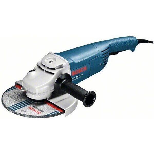 Двуручная углошлифмашина BOSCH GWS 22-180 H в кор. (2200 Вт, диск 180х22 мм, без регул. об.)